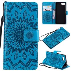 Embossing Sunflower Leather Wallet Case for Sony Xperia XZ4 Compact - Blue