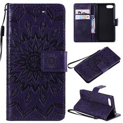 Embossing Sunflower Leather Wallet Case for Sony Xperia XZ4 Compact - Purple