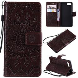 Embossing Sunflower Leather Wallet Case for Sony Xperia XZ4 Compact - Brown