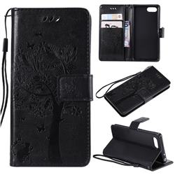 Embossing Butterfly Tree Leather Wallet Case for Sony Xperia XZ4 Compact - Black