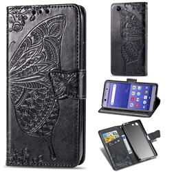 Embossing Mandala Flower Butterfly Leather Wallet Case for Sony Xperia XZ4 Compact - Black