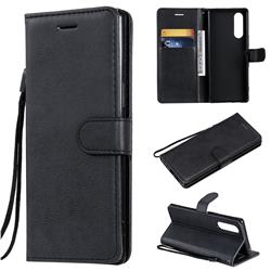 Retro Greek Classic Smooth PU Leather Wallet Phone Case for Sony Xperia 5 / Xperia XZ5 - Black