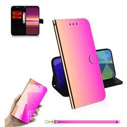 Shining Mirror Like Surface Leather Wallet Case for Sony Xperia 5 / Xperia XZ5 - Rainbow Gradient