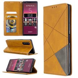 Prismatic Slim Magnetic Sucking Stitching Wallet Flip Cover for Sony Xperia 5 / Xperia XZ5 - Yellow