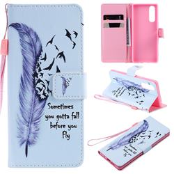 Feather Birds PU Leather Wallet Case for Sony Xperia 5 / Xperia XZ5
