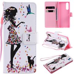 Petals and Cats PU Leather Wallet Case for Sony Xperia 5 / Xperia XZ5