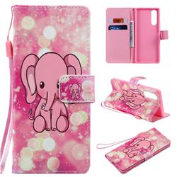 Pink Elephant PU Leather Wallet Case for Sony Xperia 5 / Xperia XZ5