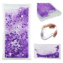 Dynamic Liquid Glitter Sand Quicksand Star TPU Case for Sony Xperia XZ Premium XZP - Purple