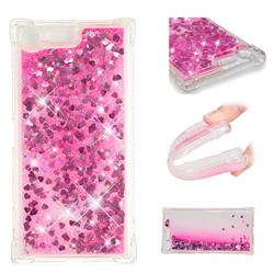 Dynamic Liquid Glitter Sand Quicksand TPU Case for Sony Xperia XZ Premium XZP - Pink Love Heart