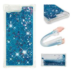 Dynamic Liquid Glitter Sand Quicksand TPU Case for Sony Xperia XZ Premium XZP - Blue Love Heart