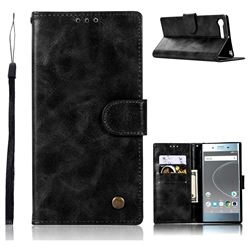 Luxury Retro Leather Wallet Case for Sony Xperia XZ Premium XZP - Black