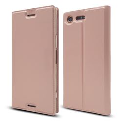 Ultra Slim Card Magnetic Automatic Suction Leather Wallet Case for Sony Xperia XZ Premium XZP - Rose Gold