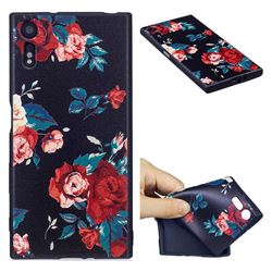 Safflower 3D Embossed Relief Black Soft Back Cover for Sony Xperia XZs