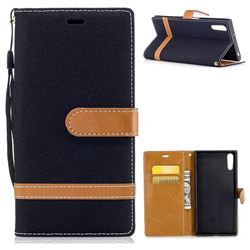 Jeans Cowboy Denim Leather Wallet Case for Sony Xperia XZs - Black