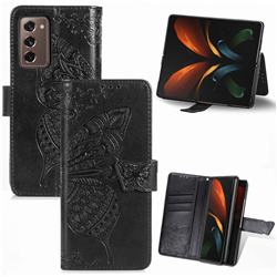 Embossing Mandala Flower Butterfly Leather Wallet Case for Samsung Galaxy Z Fold2 SM-F9160 - Black