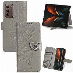 Embossing Mandala Flower Butterfly Leather Wallet Case for Samsung Galaxy Z Fold2 SM-F9160 - Gray