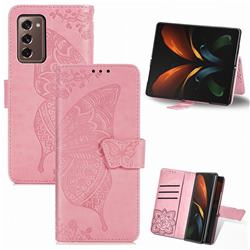 Embossing Mandala Flower Butterfly Leather Wallet Case for Samsung Galaxy Z Fold2 SM-F9160 - Pink