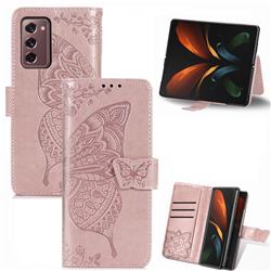 Embossing Mandala Flower Butterfly Leather Wallet Case for Samsung Galaxy Z Fold2 SM-F9160 - Rose Gold