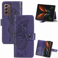 Embossing Mandala Flower Butterfly Leather Wallet Case for Samsung Galaxy Z Fold2 SM-F9160 - Dark Purple
