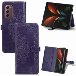 Embossing Imprint Mandala Flower Leather Wallet Case for Samsung Galaxy Z Fold2 SM-F9160 - Purple