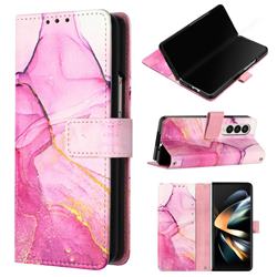 Pink Purple Marble Leather Wallet Protective Case for Samsung Galaxy Z Fold4