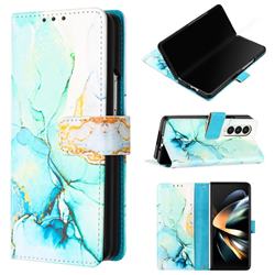 Green Illusion Marble Leather Wallet Protective Case for Samsung Galaxy Z Fold4