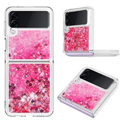 Dynamic Liquid Glitter Sand Quicksand TPU Case for Samsung Galaxy Z Flip3 5G - Pink Love Heart