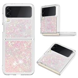 Dynamic Liquid Glitter Sand Quicksand TPU Case for Samsung Galaxy Z Flip4 - Silver Powder Star