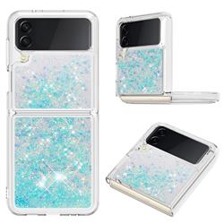 Dynamic Liquid Glitter Sand Quicksand TPU Case for Samsung Galaxy Z Flip4 - Silver Blue Star