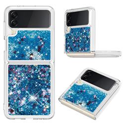 Dynamic Liquid Glitter Sand Quicksand TPU Case for Samsung Galaxy Z Flip4 - Blue Love Heart