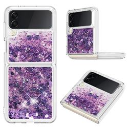 Dynamic Liquid Glitter Sand Quicksand Star TPU Case for Samsung Galaxy Z Flip4 - Purple