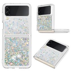 Dynamic Liquid Glitter Sand Quicksand Star TPU Case for Samsung Galaxy Z Flip4 - Silver