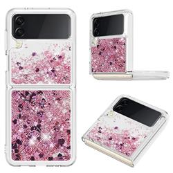 Dynamic Liquid Glitter Sand Quicksand Star TPU Case for Samsung Galaxy Z Flip4 - Diamond Rose