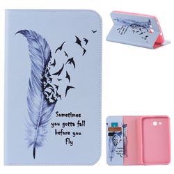 Feather Birds Folio Flip Stand Leather Wallet Case for Samsung Galaxy Tab 3 Lite 7.0 T110 T113