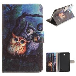 Oil Painting Owl Painting Tablet Leather Wallet Flip Cover for Samsung Galaxy Tab 4 7.0 T230 T231 T235