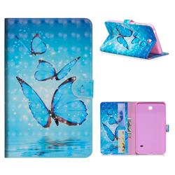 Blue Sea Butterflies 3D Painted Leather Tablet Wallet Case for Samsung Galaxy Tab 4 7.0 T230 T231 T235