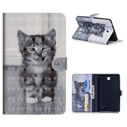 Smiling Cat 3D Painted Leather Tablet Wallet Case for Samsung Galaxy Tab 4 7.0 T230 T231 T235