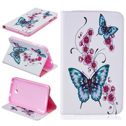 Peach Butterflies Folio Stand Leather Wallet Case for Samsung Galaxy Tab A 7.0 (2016) T280 T285