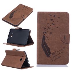 Intricate Embossing Feather Bird Leather Wallet Case for Samsung Galaxy Tab A 7.0 (2016) T280 T285 - Brown