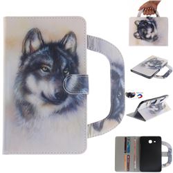 Snow Wolf Handbag Tablet Leather Wallet Flip Cover for Samsung Galaxy Tab A 7.0 (2016) T280 T285