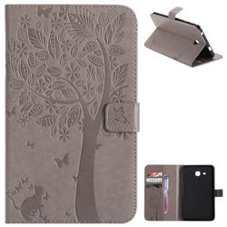 Embossing Butterfly Tree Leather Flip Cover for Samsung Galaxy Tab A 7.0 (2016) T280 T285 - Grey