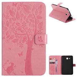 Embossing Butterfly Tree Leather Flip Cover for Samsung Galaxy Tab A 7.0 (2016) T280 T285 - Pink