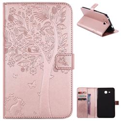 Embossing Butterfly Tree Leather Flip Cover for Samsung Galaxy Tab A 7.0 (2016) T280 T285 - Rose Gold