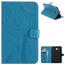 Embossing Butterfly Tree Leather Flip Cover for Samsung Galaxy Tab A 7.0 (2016) T280 T285 - Blue