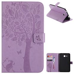 Embossing Butterfly Tree Leather Flip Cover for Samsung Galaxy Tab A 7.0 (2016) T280 T285 - Purple
