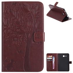 Embossing Butterfly Tree Leather Flip Cover for Samsung Galaxy Tab A 7.0 (2016) T280 T285 - Brown