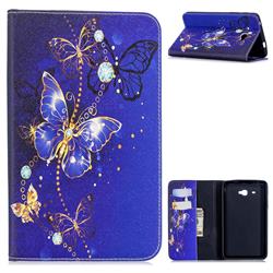 Gold and Blue Butterfly Folio Stand Tablet Leather Wallet Case for Samsung Galaxy Tab A 7.0 (2016) T280 T285
