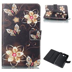 Golden Flower Butterfly Folio Stand Leather Wallet Case for Samsung Galaxy Tab A 7.0 (2016) T280 T285