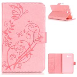 Embossing Butterfly Flower Leather Wallet Case for Samsung Galaxy Tab A 7.0 (2016) T280 T285 - Blue