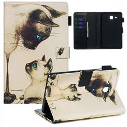 Cat Confrontation Matte Leather Wallet Tablet Case for Samsung Galaxy Tab A 7.0 (2016) T280 T285